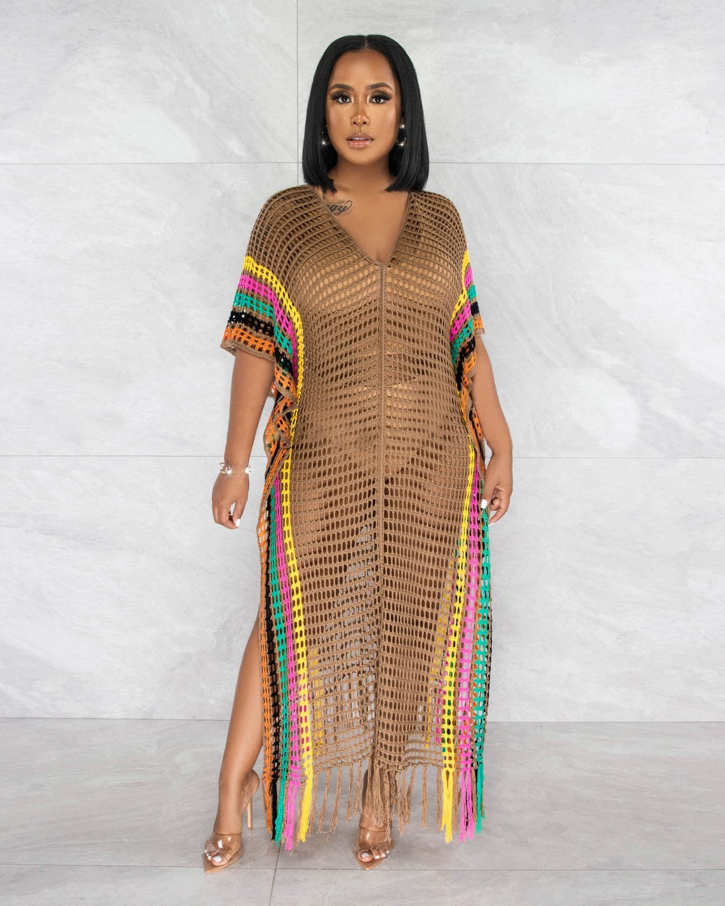 Crochet Tassel colorful Beach Maxi dress