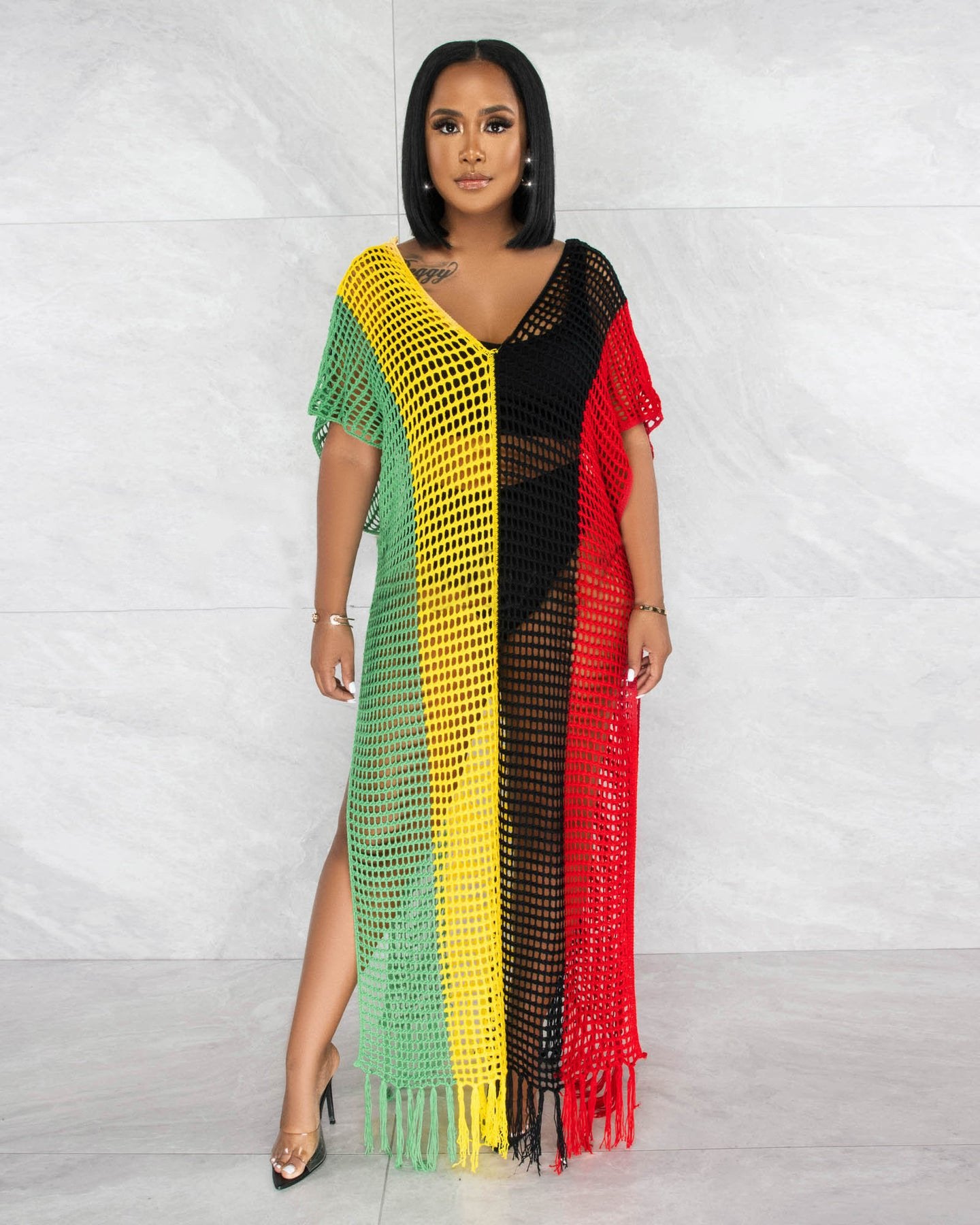 Crochet Tassel colorful Beach Maxi dress