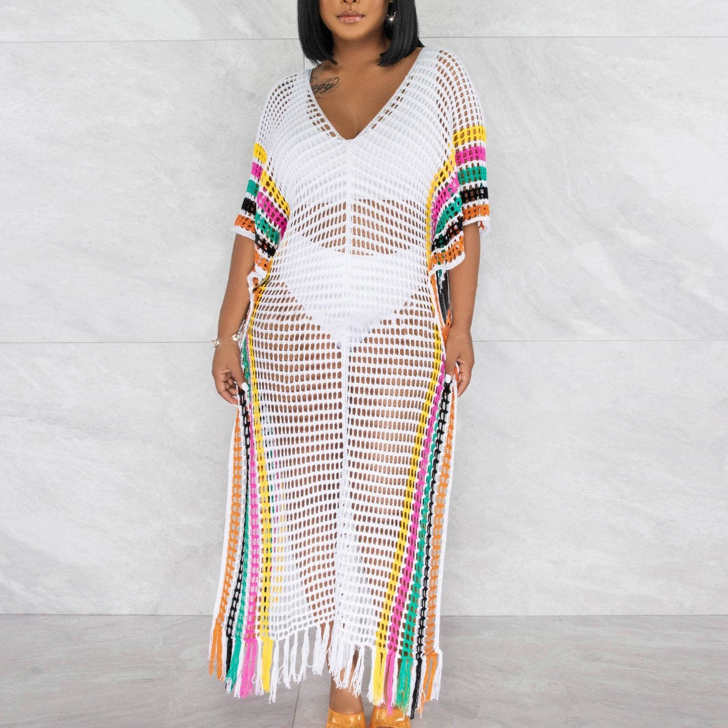 Crochet Tassel colorful Beach Maxi dress